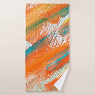 Abstract gouache painting different bright colors. bath towel