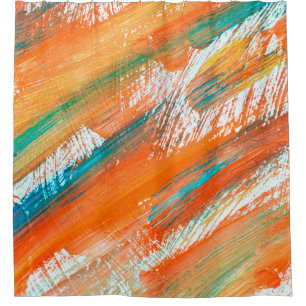 Abstract gouache painting different bright colors. shower curtain