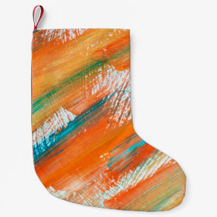 Abstract gouache painting different bright colors. small christmas stocking