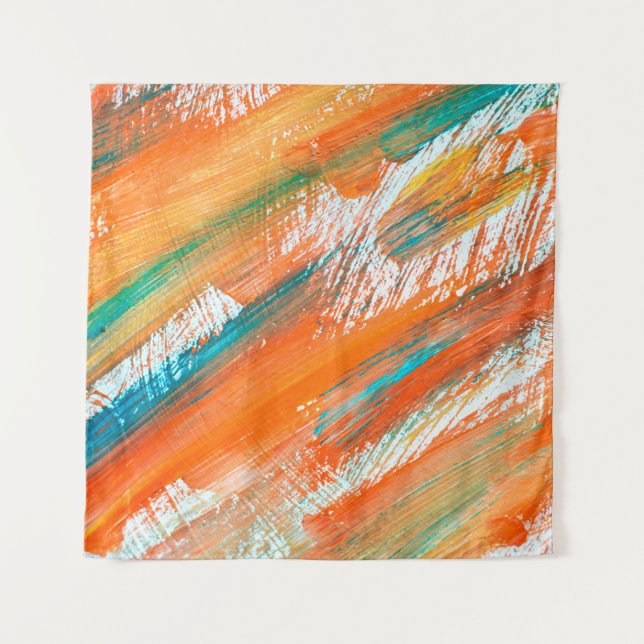 Abstract gouache painting different bright colors. tapestry (Front)