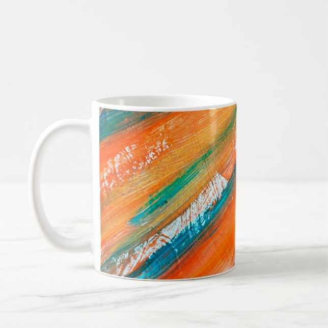 Abstract gouache painting different bright colours coffee mug (Left)