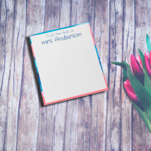 Abstract gradient coral blue border notepad