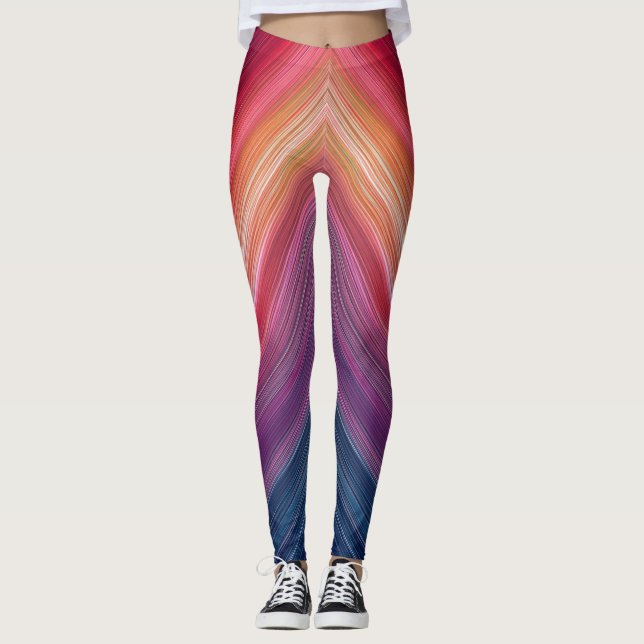 Abstract Gradient Pattern | Chevron Line Leggings (Front)