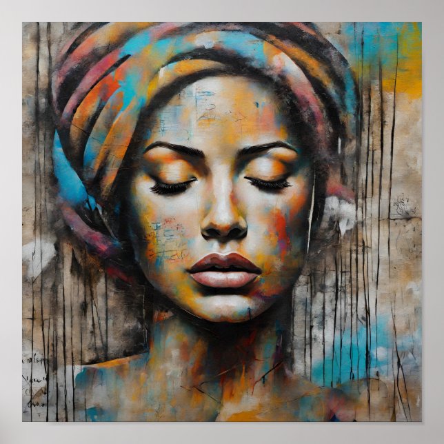 abstract graffiti art of amazon women portrait  poster (Front)