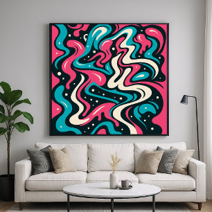 Abstract Graffiti - Bold Vibrant Line Art Style Poster