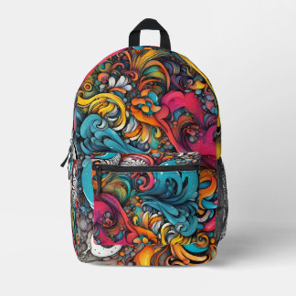 Abstract Graffiti Pattern Splash Art Printed Backpack