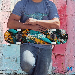 Abstract Graffiti Pop Art - Live to Ride Motto Skateboard