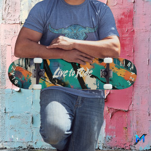 Abstract Graffiti Pop Art - Live to Ride Motto Skateboard