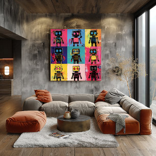 Abstract Graffiti Robot Art grid Bold Colours  Poster