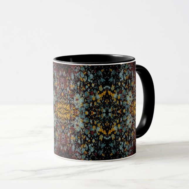 Abstract Graffiti Splatter Painting Art On Black Mug (Front Right)