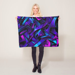 Abstract Graffiti Street Swirl Fleece Blanket