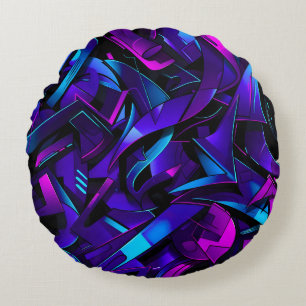 Abstract Graffiti Street Swirl Round Cushion