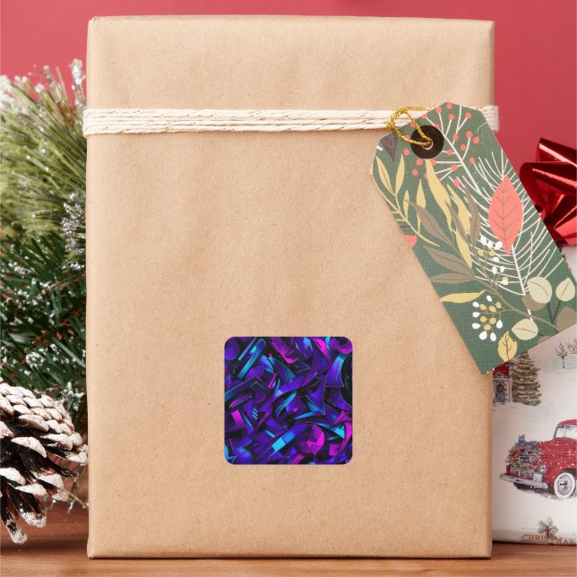Abstract Graffiti Street Swirl Square Sticker (Holiday)