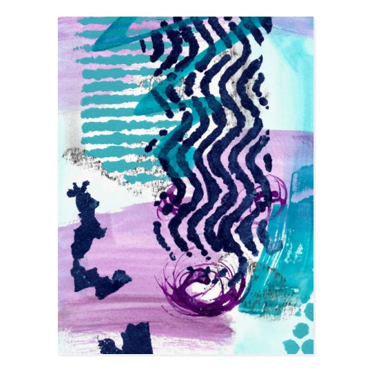 Abstract Graffiti Turquoise Purple Artwork Postcard
