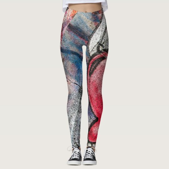 Abstract Graffiti Wall Heart Wing Leggings