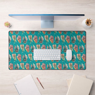 Abstract Graphic Cactus Succulent Pattern Desk Mat