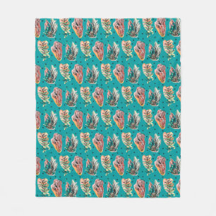 Abstract Graphic Cactus Succulent Pattern Fleece Blanket
