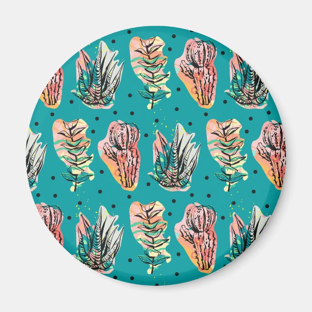 Abstract Graphic Cactus Succulent Pattern Magnet (Front)