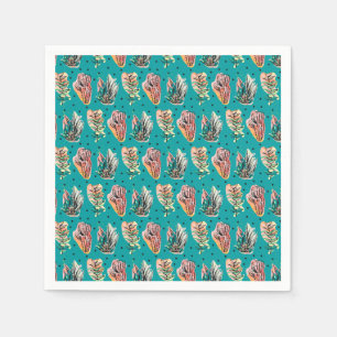 Abstract Graphic Cactus Succulent Pattern Napkin