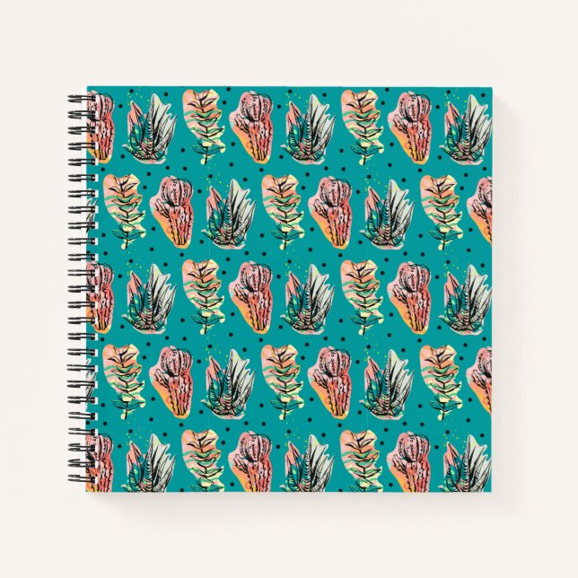 Abstract Graphic Cactus Succulent Pattern Notebook (Front)