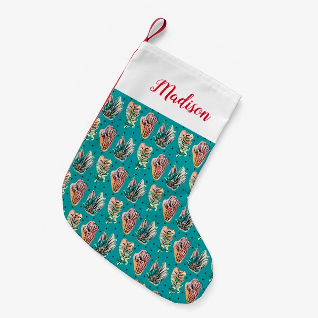 Abstract Graphic Cactus Succulent Pattern Small Christmas Stocking (Front (Hanging))