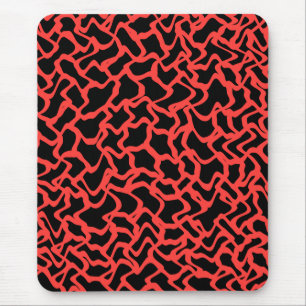 Abstract Graphic Pattern Bright Red and Black. Mouse Mat