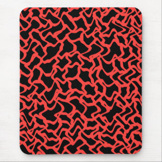 Abstract Graphic Pattern Bright Red and Black. Mouse Mat