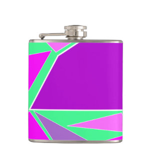 Abstract graphic - purple green design hip flask