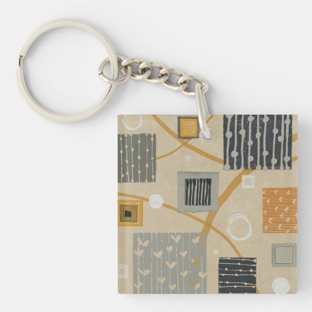 Abstract Graphic Tiles Key Ring (Front)