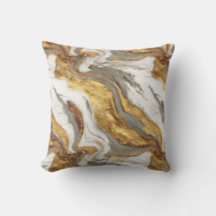 Abstract Gray Marble Texture with Flowing Gold Cushion
