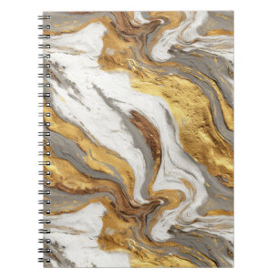 Abstract Gray Marble Texture with Flowing Gold Notebook
