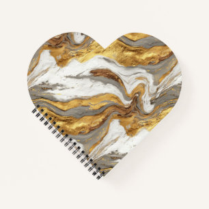 Abstract Gray Marble Texture with Flowing Gold Notebook