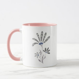 Abstract Grayscale Psychedelic Flowers Mug