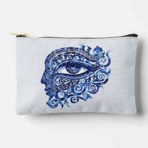 Abstract Greek Evil Eye With Greek Key Accessory Pouch