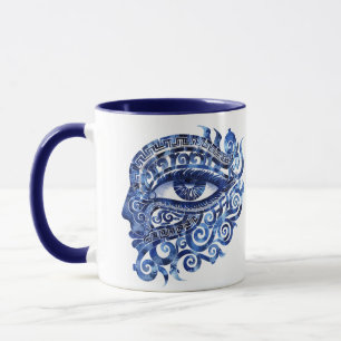Abstract Greek Evil Eye With Greek Key Mug