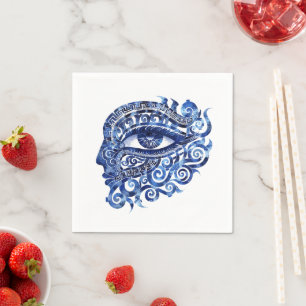 Abstract Greek Evil Eye With Greek Key Napkin