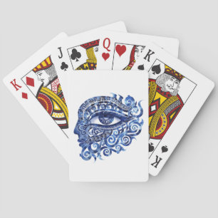 Abstract Greek Evil Eye With Greek Key Playing Cards