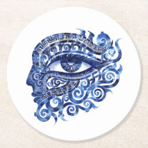 Abstract Greek Evil Eye With Greek Key