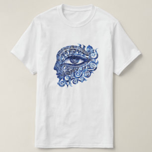 Abstract Greek Evil Eye With Greek Key T-Shirt