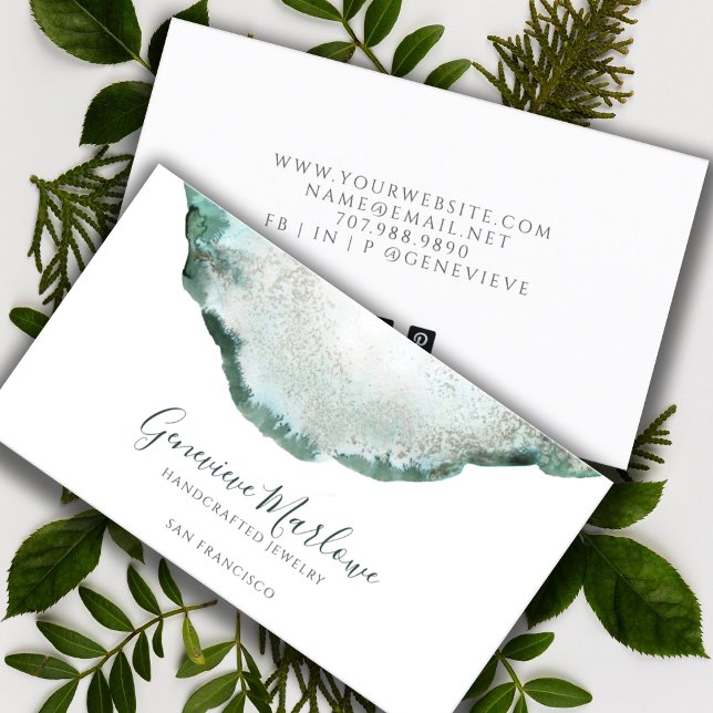 Abstract Green Agate Jewellery Designer Business Card (Creator Uploaded)