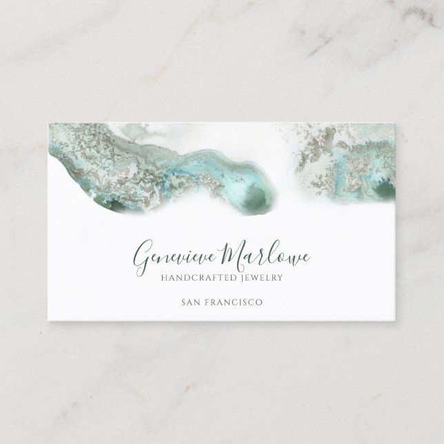 Abstract Green Agate Jewellery Designer Business Card (Front)