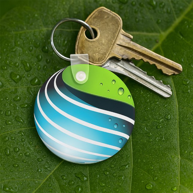 Abstract Green and Blue Globe Modern Earth  Key Ring (Creator Uploaded)