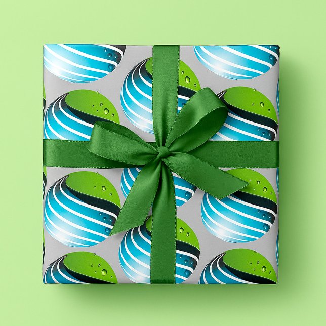 Abstract Green and Blue Globe Modern Earth  Wrapping Paper (Creator Uploaded)
