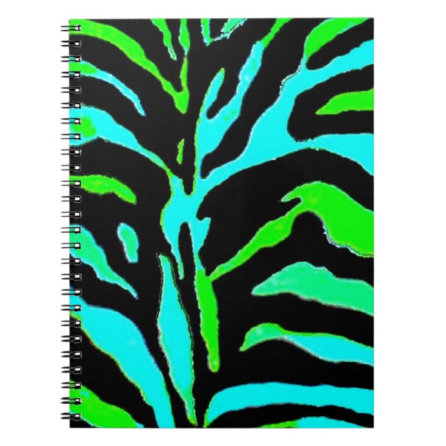 Abstract Green and Blue Zebra Print 2 Notebook (Front)