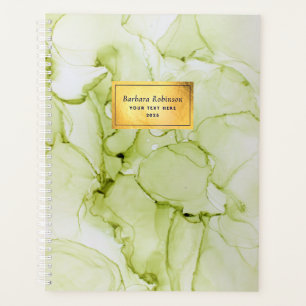 Abstract Green and Gold Foil Custom Planner