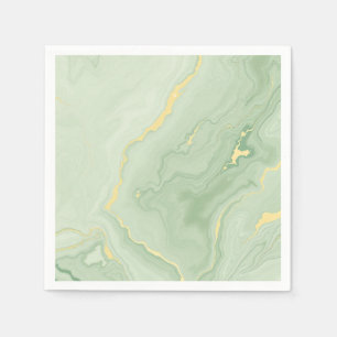 Abstract Green and Gold Marble Swirls Elegant Napkin
