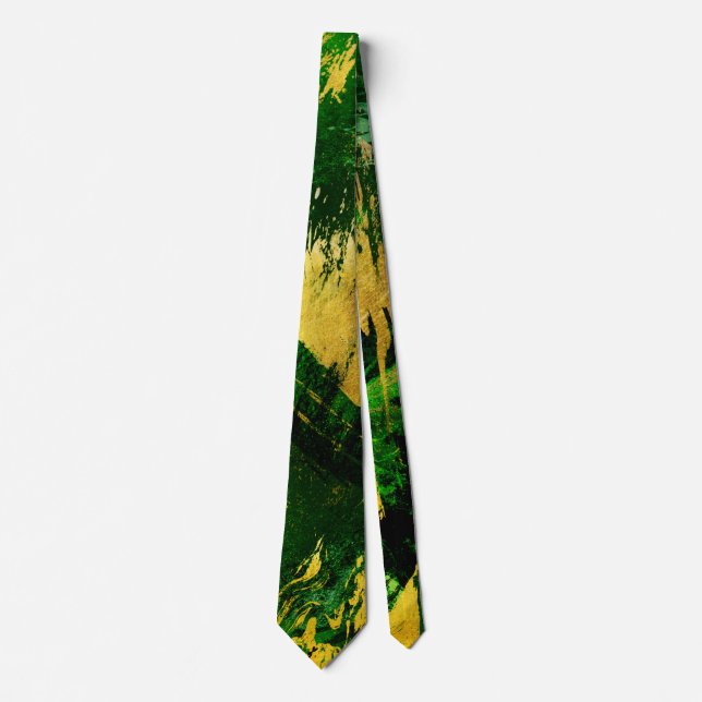 Abstract Green and Gold Metal Textures Tie (Front)