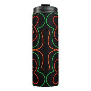 Abstract green and orange flowers design thermal tumbler