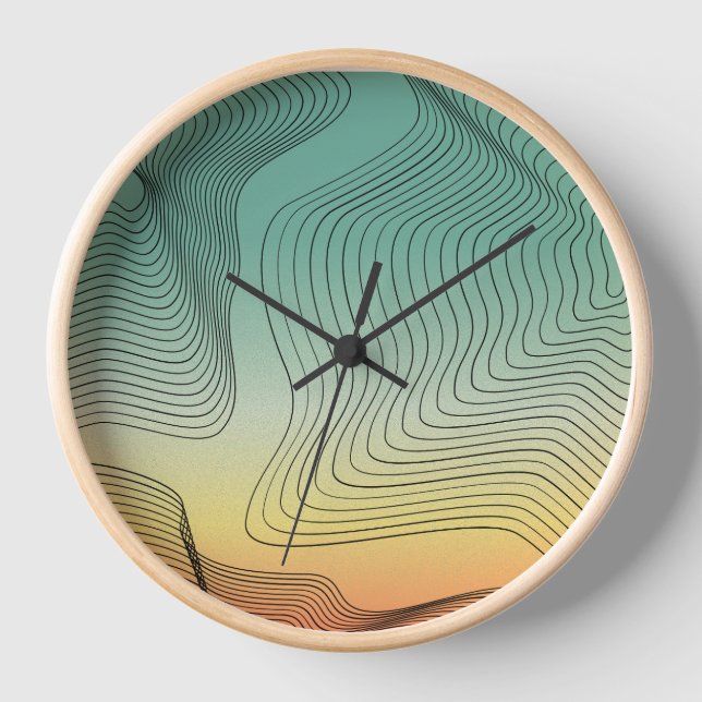 Abstract Green and Orange Gradient Clock (Front)