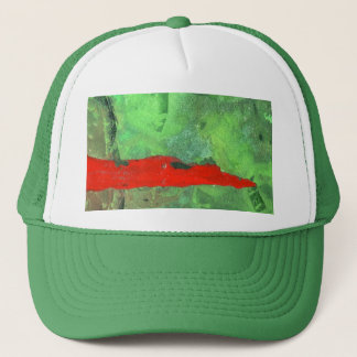 Abstract green and red, hot and cold design trucker hat